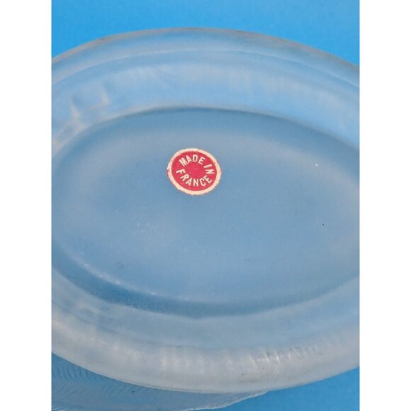 French Portieux Vallerysthal Frosted Duck Trinket Glass Dish 2 Pc. VTG Rare Mint - Picture 10 of 12